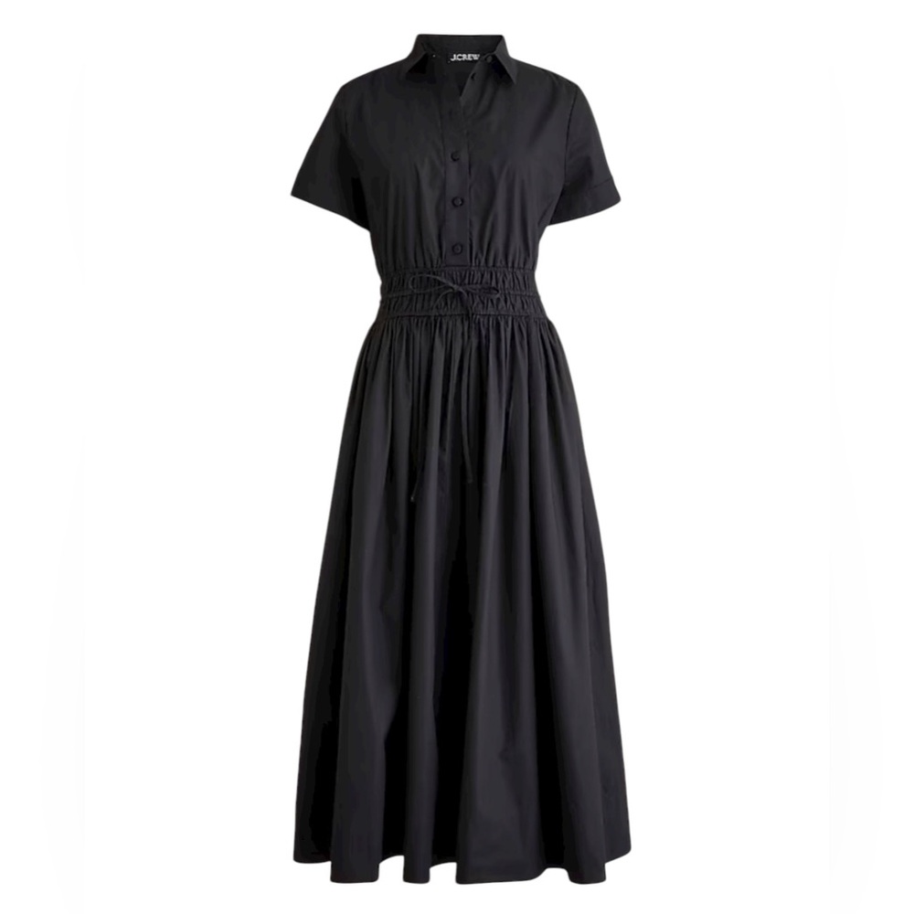 J. Crew Classic Black Elena Drama Midi Shirt-dress in cotton poplin NWT 8 - Picture 4 of 13